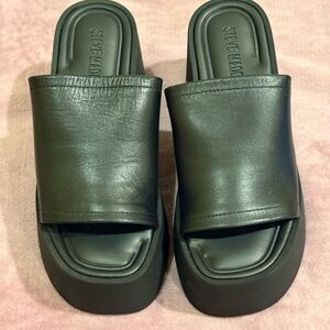 Steve Madden Black Leather Slides